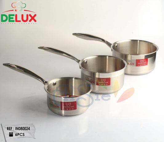 Série Casseroles Inox 18/10 DELUX – 3 Pcs (14–16–18)