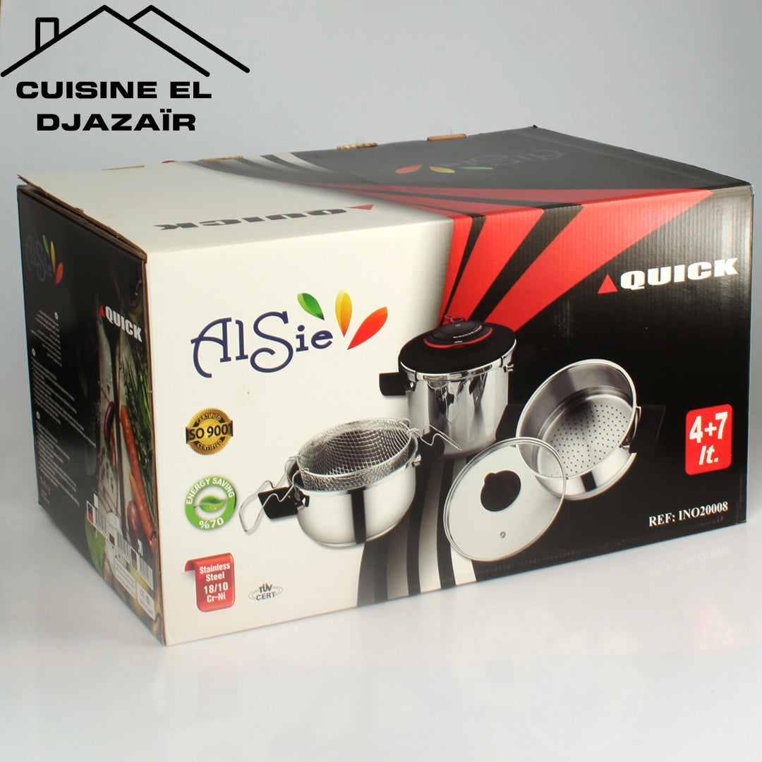 Cocotte Inox متعددة الاستعمالات 4 في 1 (7ل + 4ل + كسكاس + فريتوز)